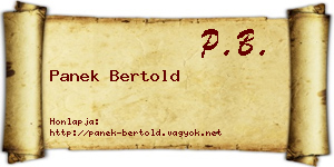 Panek Bertold névjegykártya